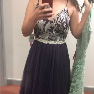 Purple David’s bridal formal dress